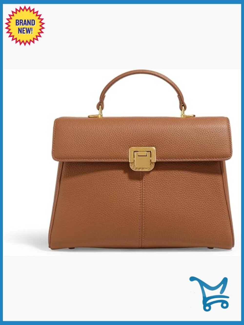 Genuine Leather Satchel Purse, Crossbody Bag with Removable Strap, Medium Size